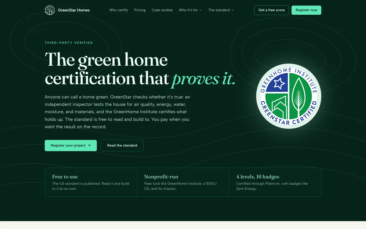 Homepage of greenstarhomes.org